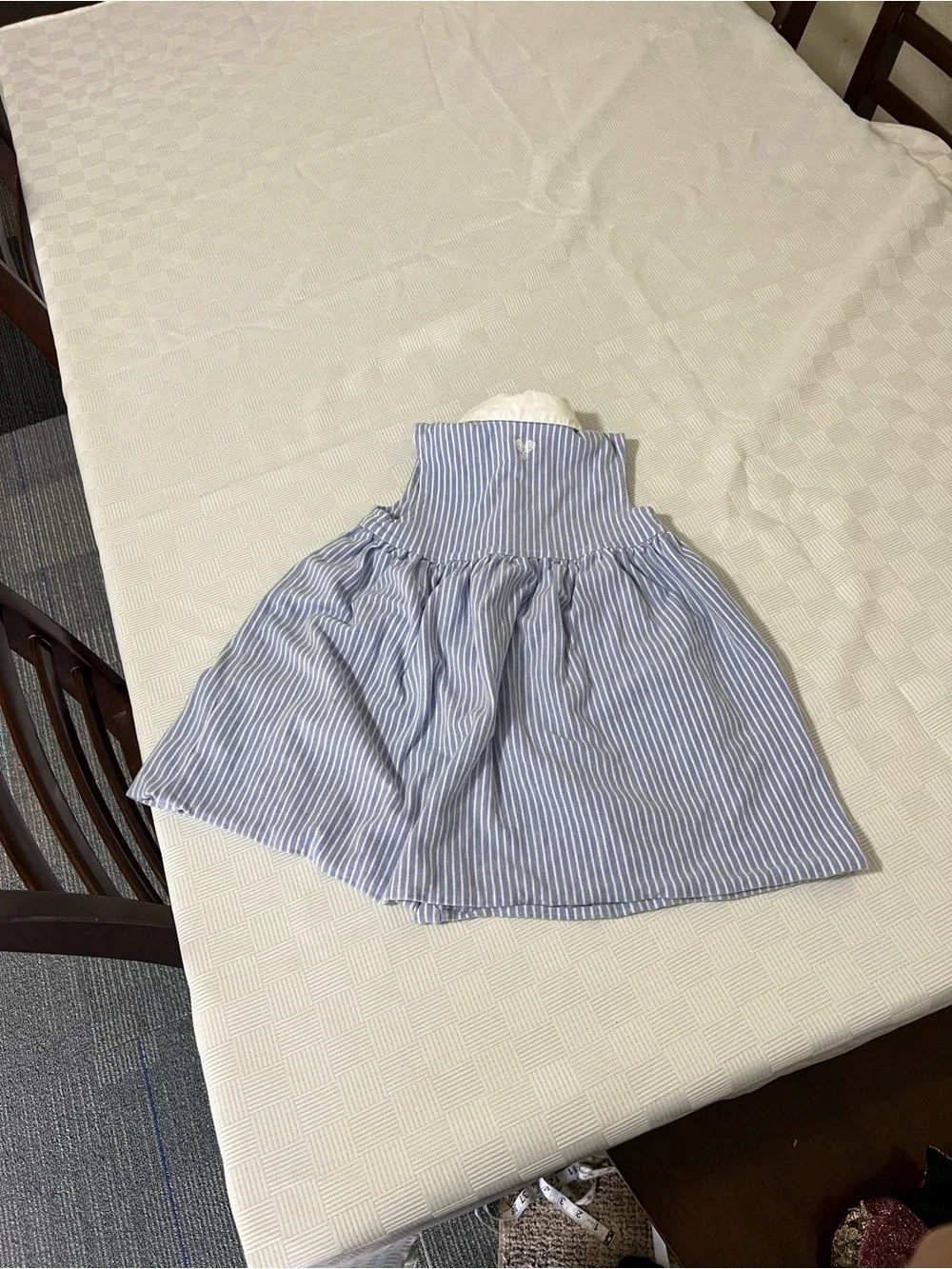 Ralph Lauren Blue & White Striped Sleeveless Dress with Peter Pan Collar